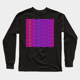 Wavy Lines Rainbow on Dark Magenta Long Sleeve T-Shirt